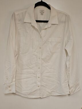 J. Crew White Long-Sleeve Button Down Shirt